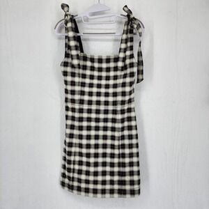 Alice + Olivia Plaid Tie Strap Mini Dress Size 4 Fit Flare Exposed Zip